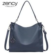 Zency натуральная кожа женская сумка Новая мода мягкая настоящая Элегантная Дамская Хобо Сумка через плечо сумка-мессенджер Сумочка черная