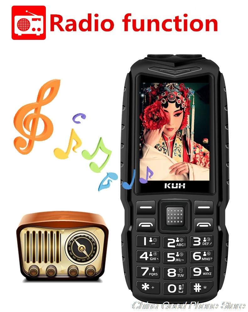 KUH T3, 2,4 дюймов, длинный режим ожидания, две sim-карты, прочный мобильный телефон, двойной фонарик, 13800 мАч, Дополнительный внешний аккумулятор, большой голос, мобильный телефон