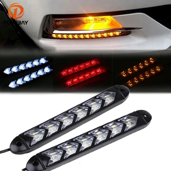 

POSSBAY LED DRL Auto Daytime Running Light Waterproof Arrow Flasher Warning Lights White/Amber Turn Signal Light Fog Light Strip