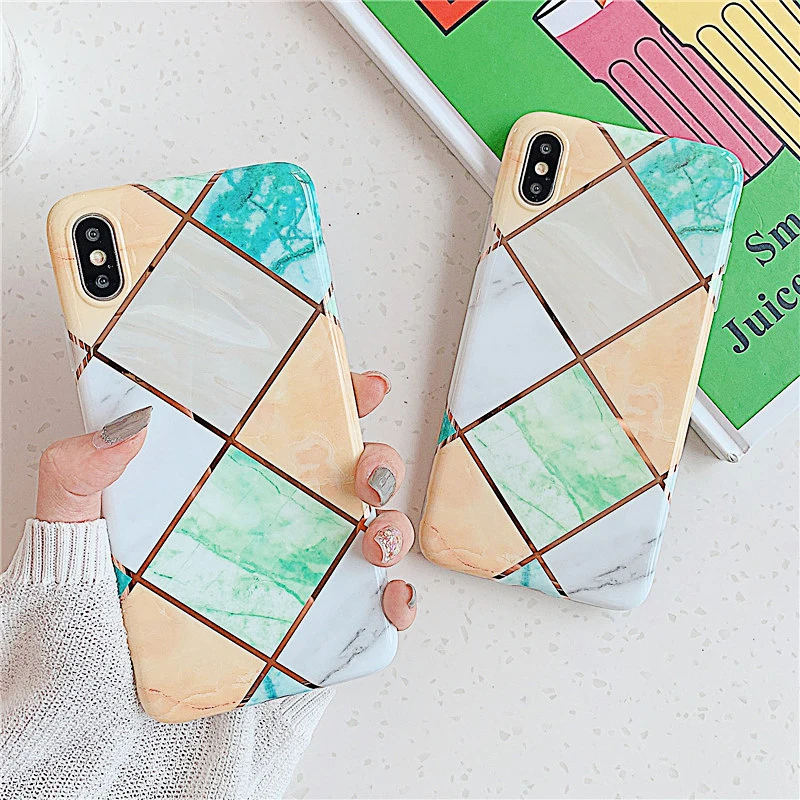 

Geometric Plating Marble Phone Cases for iphone XS MAX XS 6 6S 7 8 Plus X Soft Silicone Cover for iPhone 11 Pro Max XR XS Case