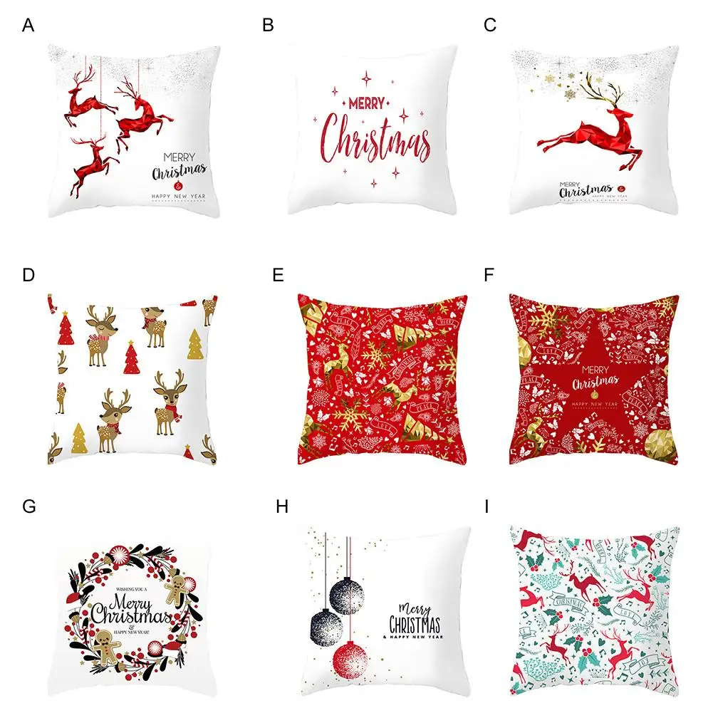

Cushion Cover 45*45cm Christmas Deer Polyester Soft Throw Pillow Cover Sofa Pillowcase Merry Christmas Decorations For Home