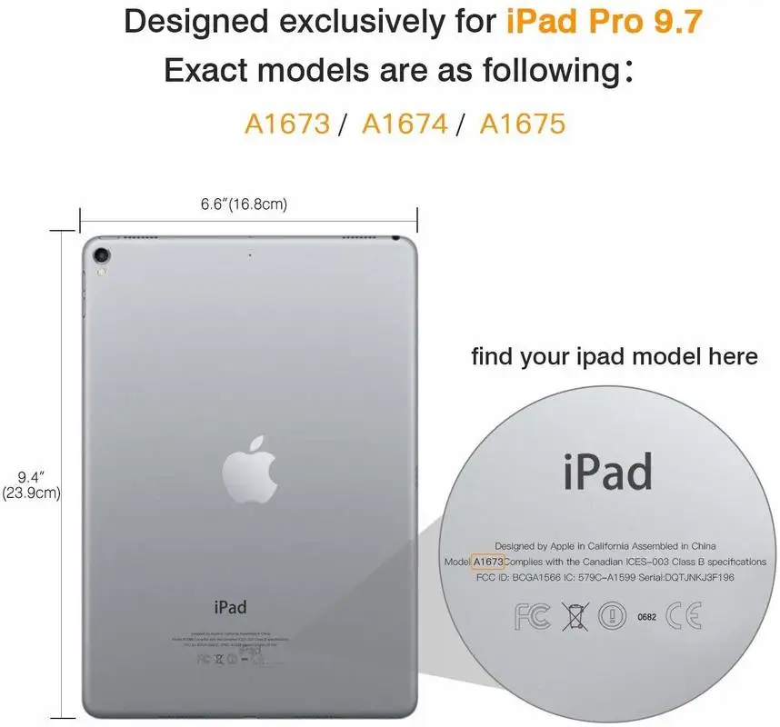 Case for iPad Pro 9.7 Models A1673 A1674 A1675 Cover,360 Degree Rotating Leather Cover Smart Sleep Awake Case Coque Fundas