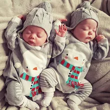 Рождественский комбинезон «Снеговик» для новорожденных мальчиков и девочек; комбинезон в полоску с длинными рукавами; Детский комбинезон