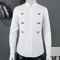 100% чистая мужская хлопковая рубашка модные с длинным рукавом тонкие мужские рубашки сплошной цвет с длинным рукавом Chemise homme 2019 рубашки