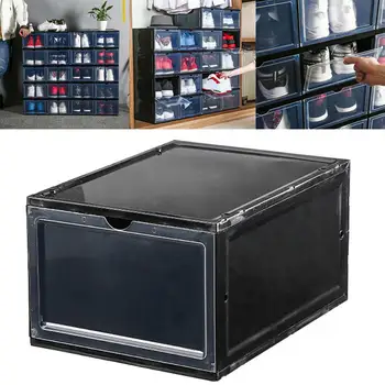 

Transparent Lid Sneakers Stackable Drawer Shoes Storage Box Container Organizer 2019