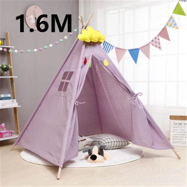 1.6M Play House For Children Tent Portable Kids Tent Cabana Tipi Infantil Baby Teepee Tents Castle LED Lights/Carpet/Decoration 4