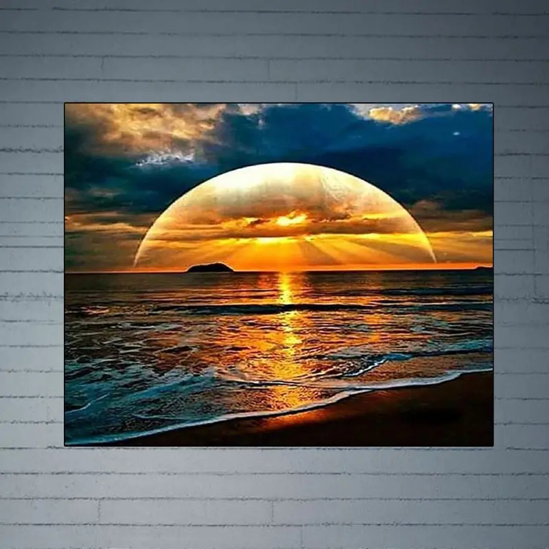 

Sunset Frameless DIY Digital Oil Painting By Numbers Canvas Modern Wall Art Hand