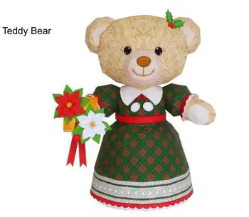 

Christmas Teddy Bear 3D Paper Model DIY Cartoon Three-dimensional Animal Paper Mold Handmade Children's Educational Toy Model