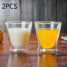 Термостойкая кофейная кружка с двойными стенками, креативная чашка для сока, напитков, прозрачная эспрессо, капучино, латте, кофейная чашка для молока, стеклянная чашка