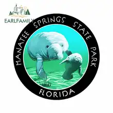 EARLFAMILY 13cm x 13cm for Manatee Springs State Park Sign Car Stickers Sunscreen Vinyl JDM Bumper Trunk Truck Graphics Decal