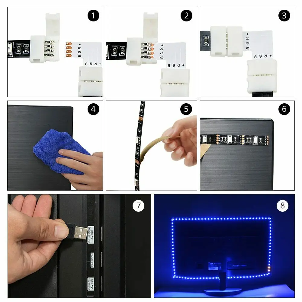 1 м 2 м 3 м светодиодный светильник RGB неоновая лампа 5050SMD Светодиодная лента светильник для ТВ HD ТВ фоновый светильник ing Bluetooth wifi 3Key контроллер