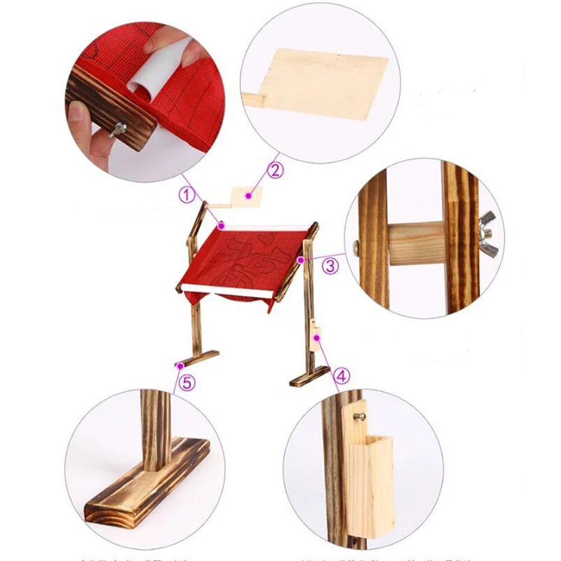 Регулируемая стойка для вышивки крестиком из массива сосны деревянная полка настольная рамка для вышивки крестиком Китайский инструмент для вышивки крестиком