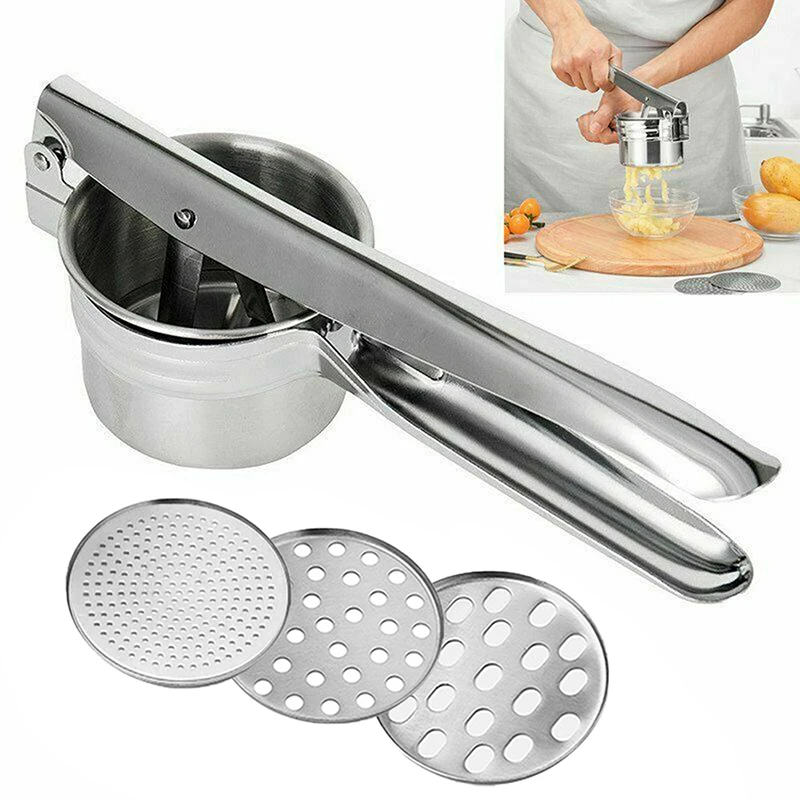 New Squeeze Ricer Kitchen Black Handle Crusher Potato Masher Stainless Steel 