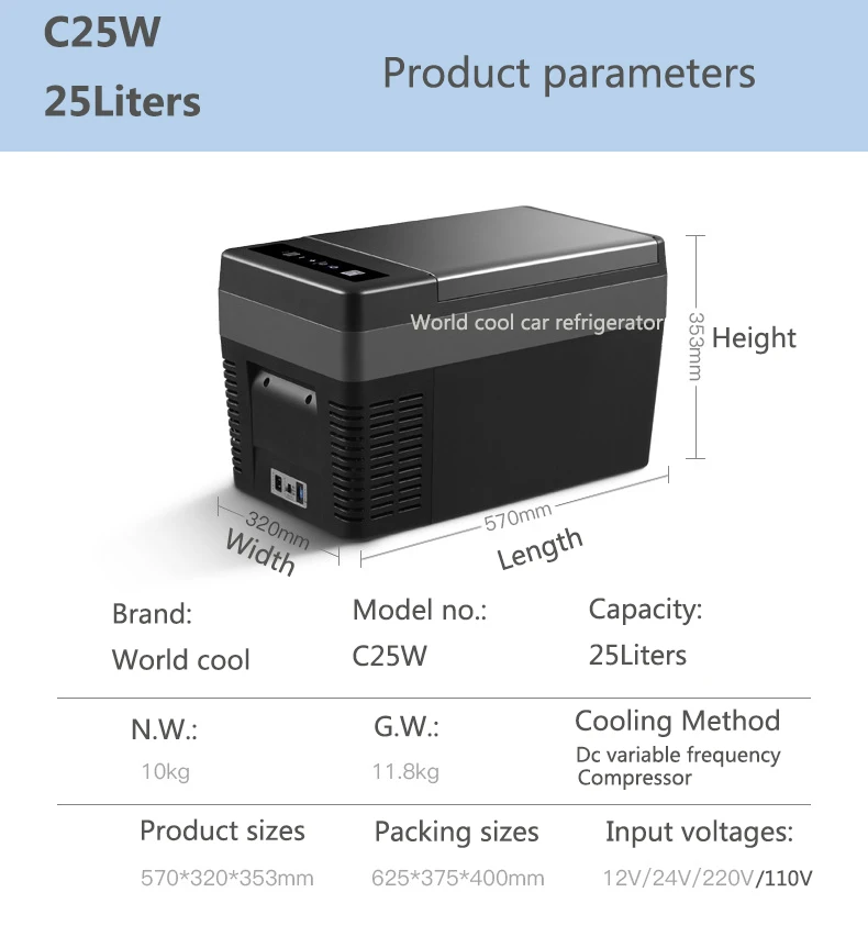 DC12V/24V 휴대용 캠핑 피크닉 야외 딥프리저 미니 냉장고 쿨러 아이스박스 차량용 냉장고 컴프레서 냉각 부품