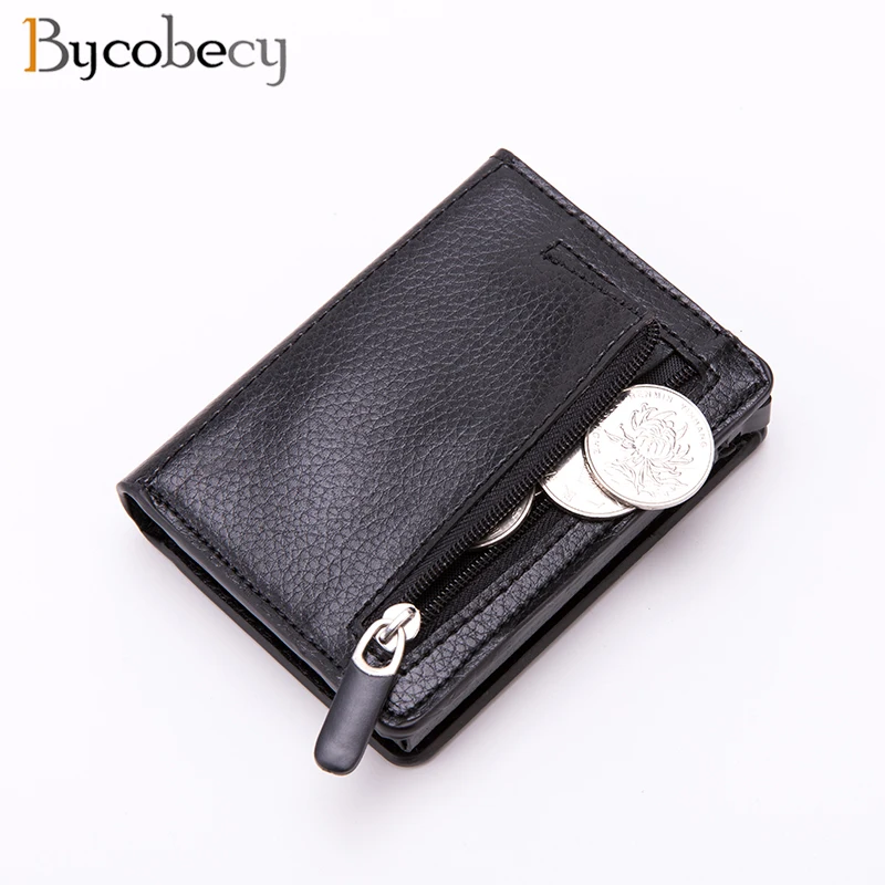 

Bycobecy Slim Wallet Men Rfid Card Holder Magic PU Leather Thin Mini Wallet Small Money Bag Women Purses Carbon Fiber Wallets