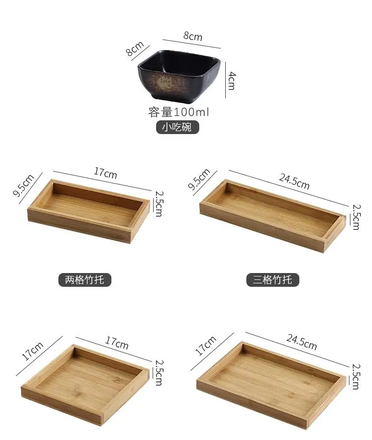 Fruit Plate Ceramic Dessert Plates Snack Dish Creative ceramic grid fruit plate snack plate serving platter Japanese small dish with tray Home desktop dried fruit snack tray