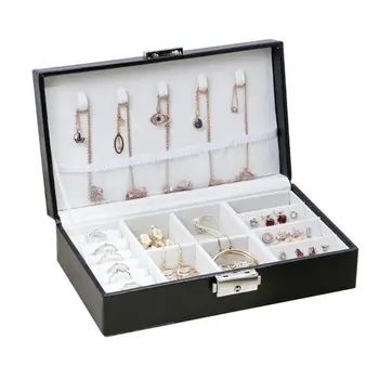 

Portable Jewelry Leather Storage Box Necklaces Earrings Bracelet Display Case