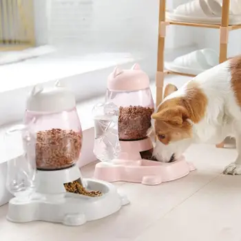 

2.2L Pet Dog Cat Automatic Feeder Bowl for Dogs Drinking Water 528ml Bottle Kitten Bowls Slow Food Feeding Container Supplies