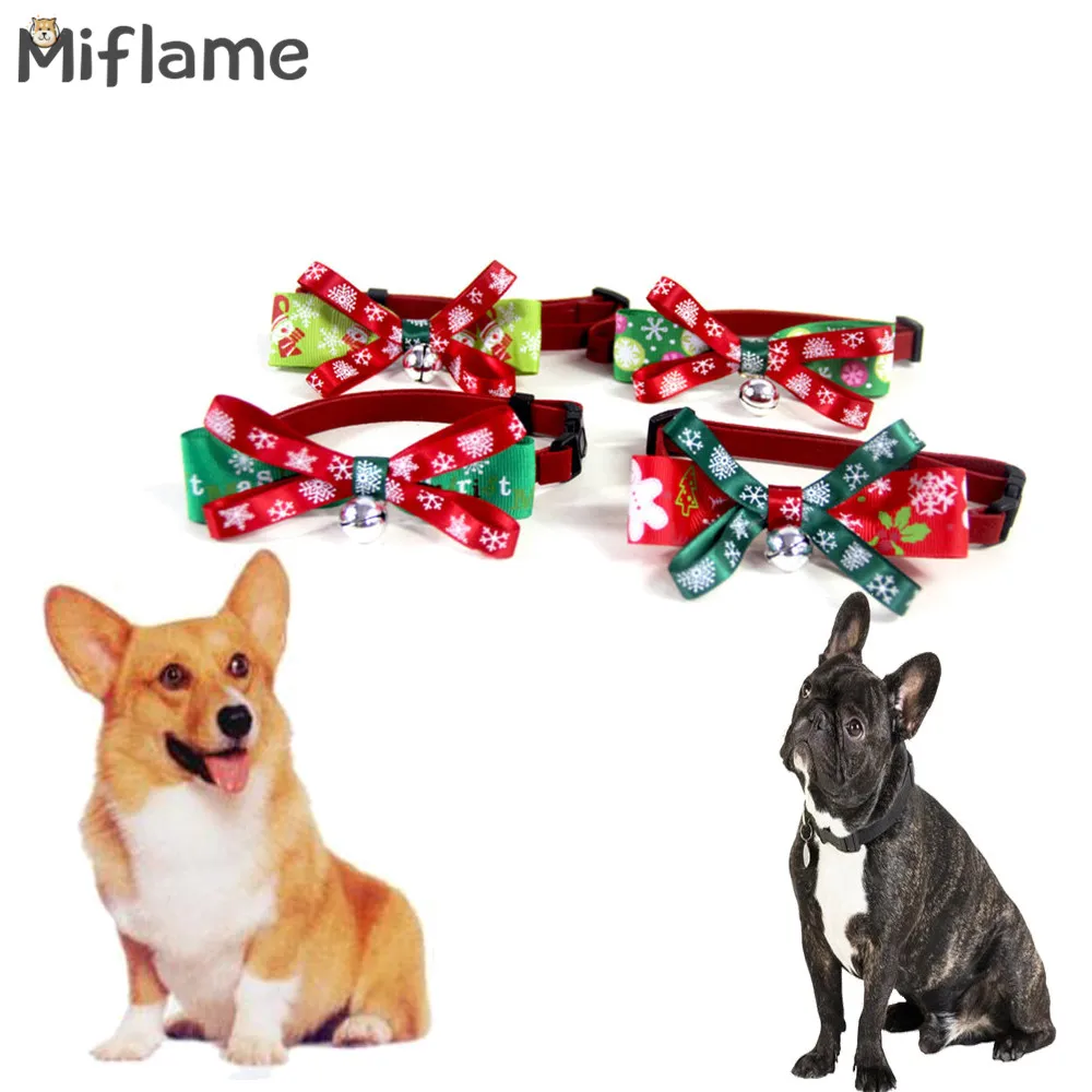 

Miflam Christmas Dog Tie With Bell Pet Decorations For Dog Supplies Fashion Small Dog Bow-Tie French Bulldog Tie Dog Accessories