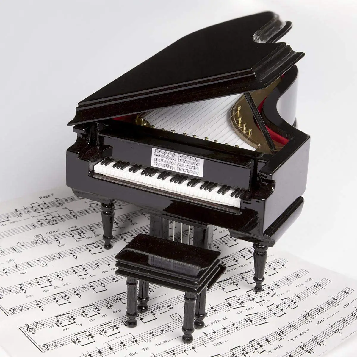 

Hot Sale Black Baby Grand Piano Music Box with Bench and Black Case (Music of the Night)