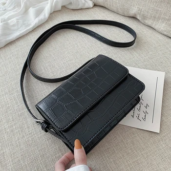 

Stone Pattern Mini Leather Crossbody Bags For Women 2020 Solid Color Shoulder Messenger Bag Luxury Cell Phone Handbags