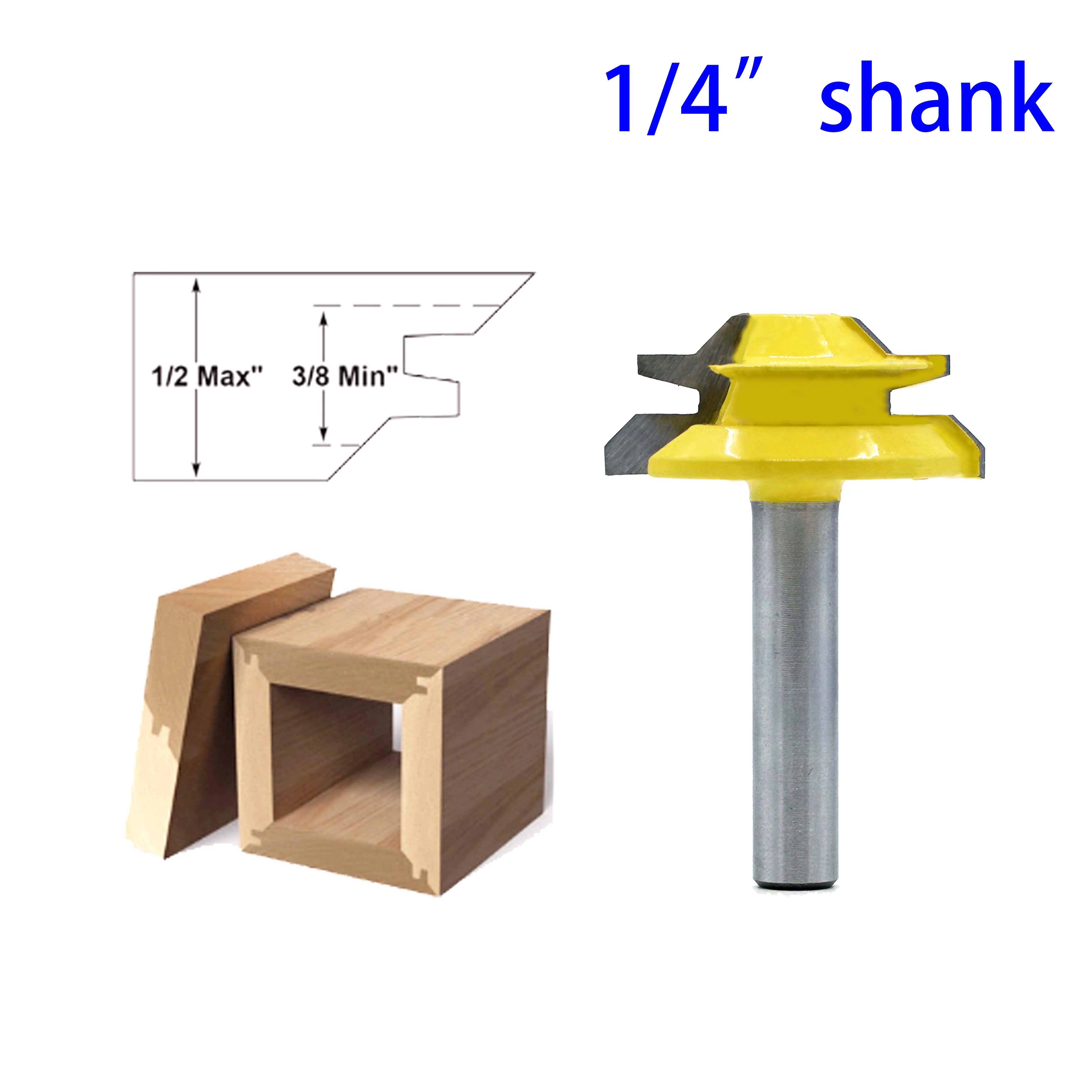 

45 Degree Lock Miter Router Bit 6.35mm Shank Wood Tenon Milling Cutters For MDF Plywood Carpenter Woodworking Tools