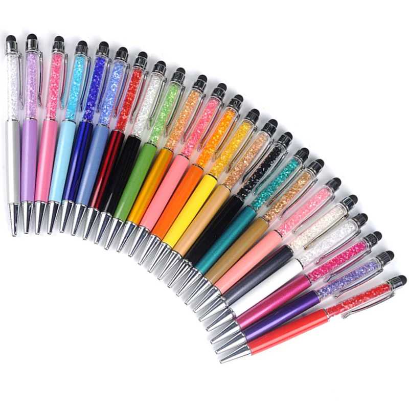 Details about   Ballpoint Pen Black Blue Metal Crystal Rotating Office School Writing Equipment 