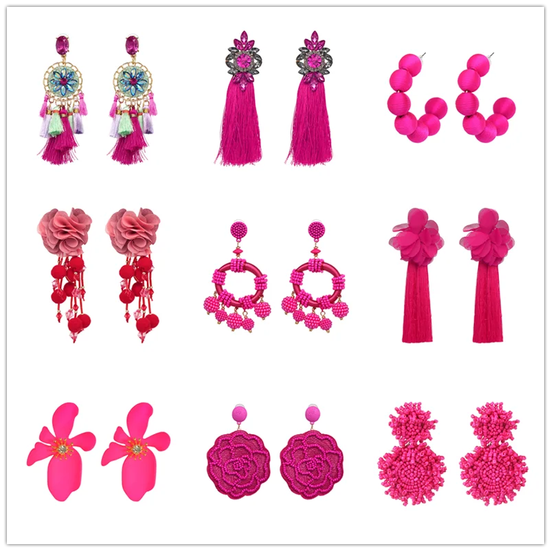 

JURAN Brand Ethnic Long Tassel Earrings Women 2019 Boho Handmade Resin Bead Drop Earrings Maxi Statement Party Jewelry Wholesale