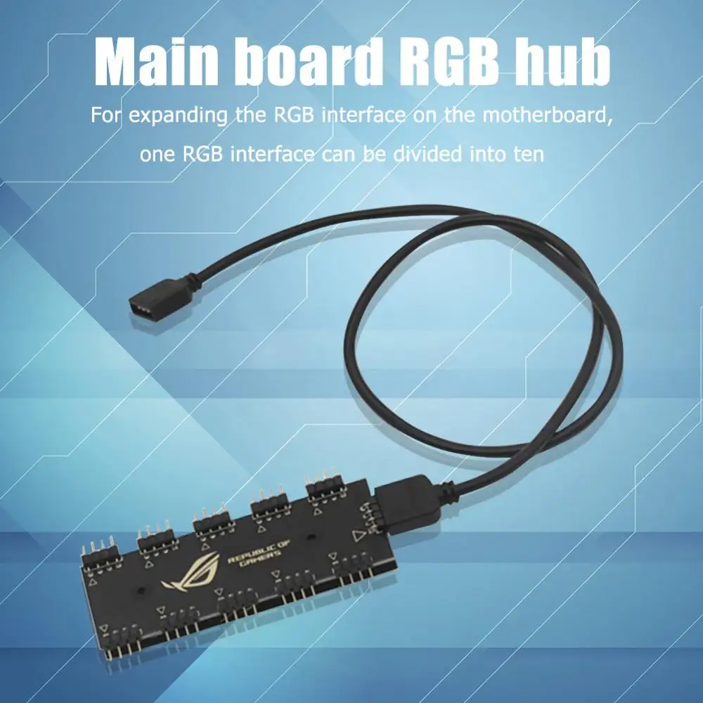 Fan Hub Adapter 5V 3Pin/12V 4Pin RGB Synchronization HUB Splitter 1 to 10 RGB SYNC Extension Cable For GIGABYTE AURA Sata Type Hub RBG