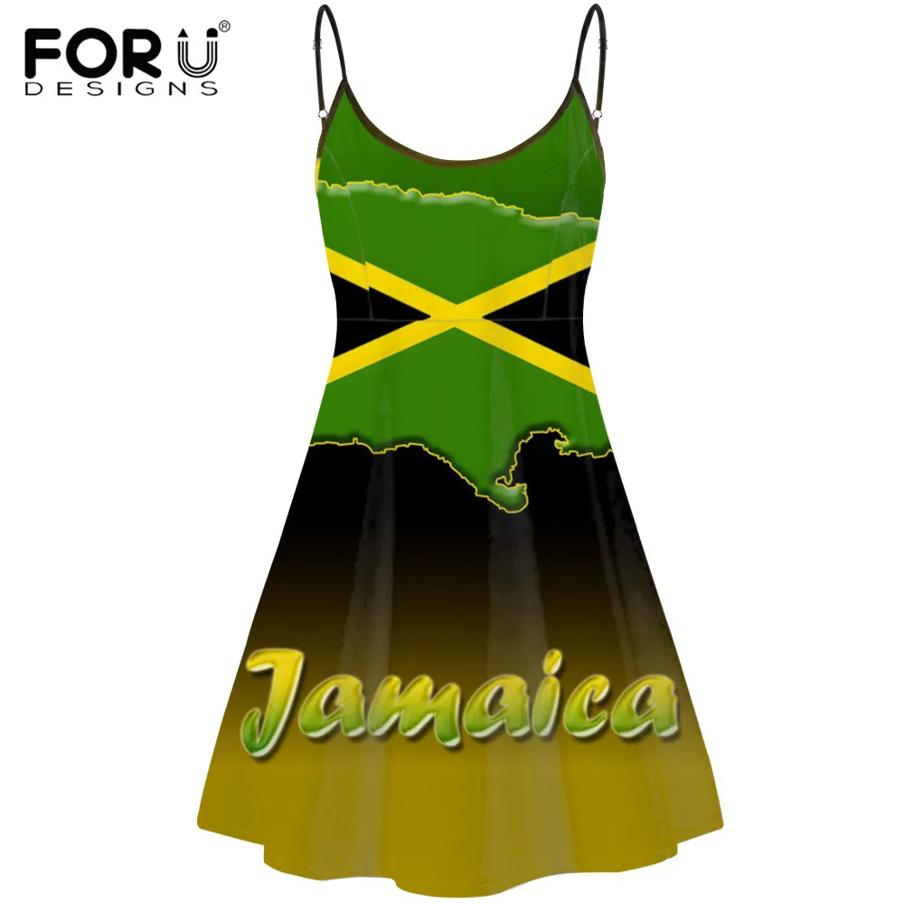 FORUDESIGNS/Ямайка с принтов в виде флажков Для летних вечеринок платье для женщин на