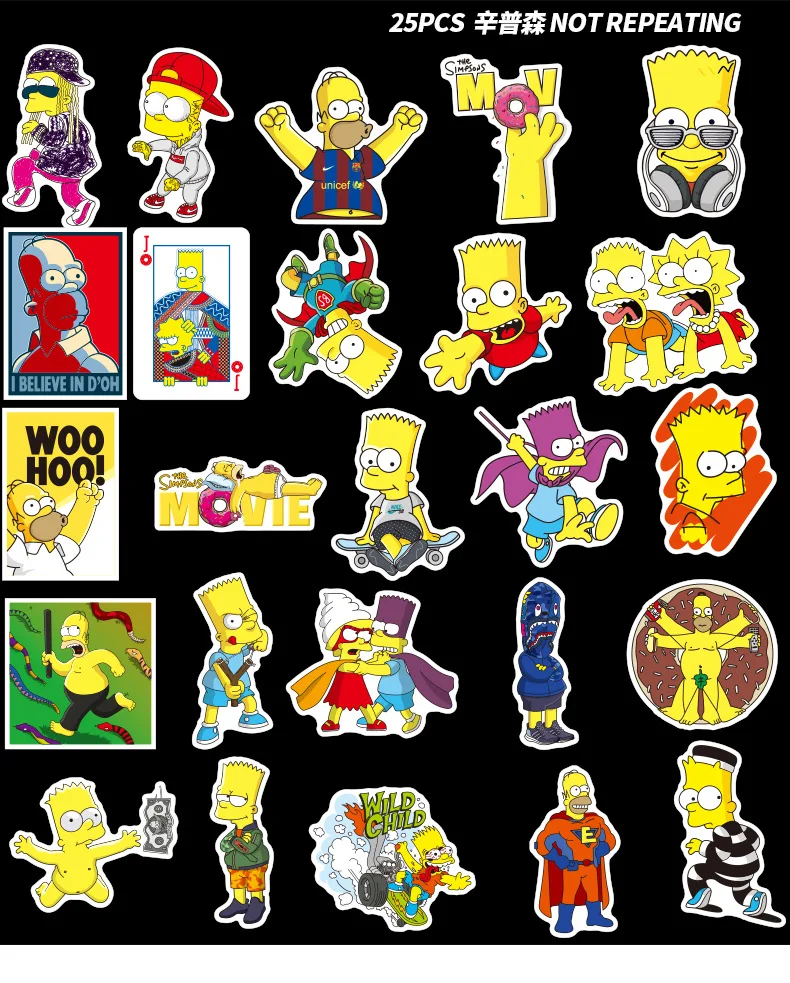 50pcs Lot Funny Anime Cartoon Simpsons Graffiti Stickers for Moto Car Suitcase Cool Laptop Stickers Skateboard 3