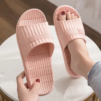 

Summer Shower Slippers Female Male Indoor Bathroom Slipper Anti-slip Soft PVC Home Floor Shoes Woman Men Beach Slides SH398