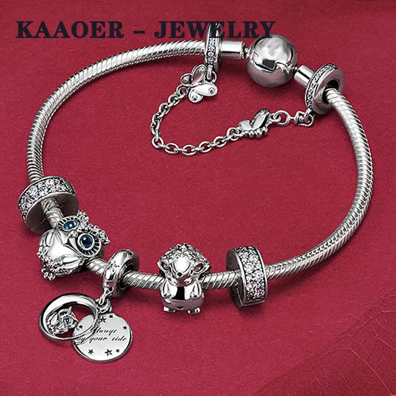 KAAOER ювелирные изделия 925 пробы серебро 11 pandoras звезда Сова лучший друг в простой модный браслет