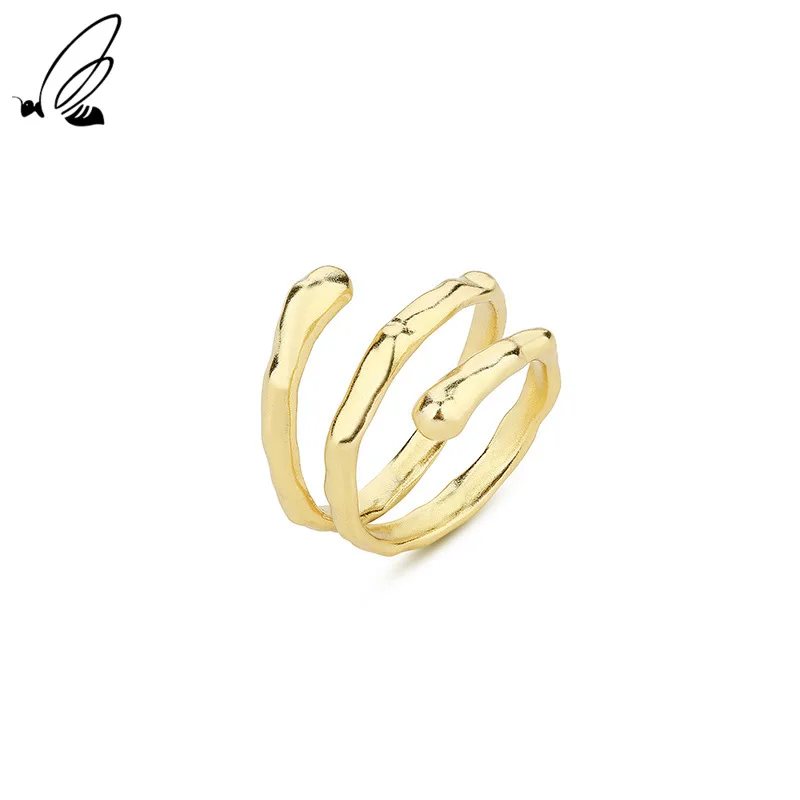 S'STEEL Sterling Silver 925 Multi-layer Hollow Ring Set For Women Trendy Boho Gold Filled Party 2021 Trend Hawaiian Jewelry | Украшения
