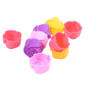 

10x Silicone Rose Muffin Cookie Cup Cake Baking Mold Chocolate Jelly Maker Mould