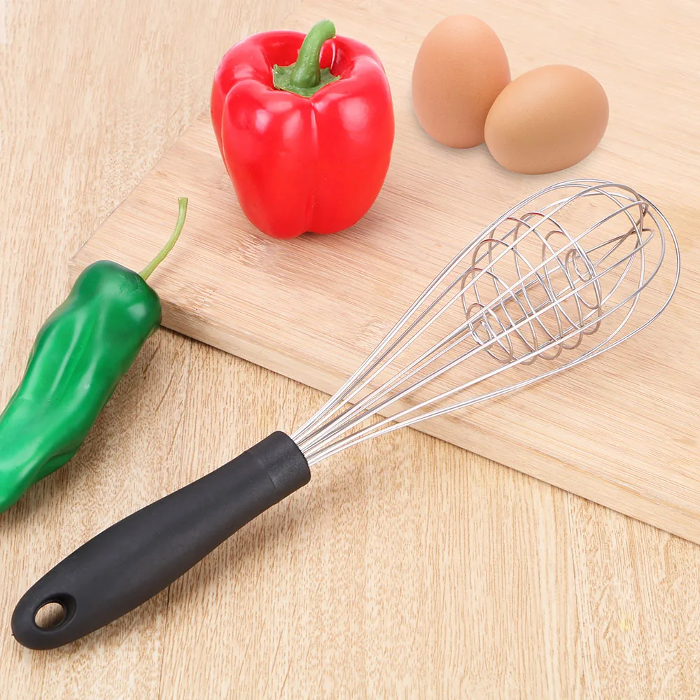 Food Grade Egg Whisk 12-inch Stainless Steel Egg Whisk with Anti-slip Rubber  Handle Handheld Mixer for Baking Cooking Essential - AliExpress