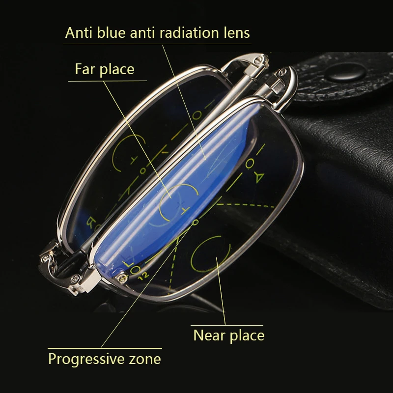 

Fashion Progressive Multifocal Folding Reading Glasses Men Woman Anti blue light Transition myopia Hyperopia Presbyopia zp-034