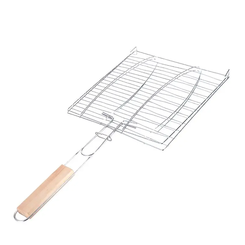 

Grill Basket Folding Dual Fish Hamburger Clip Folder Clamp BBQ Roasting Grilling Net Mesh Picnic Tool Camping Outdoor Tools