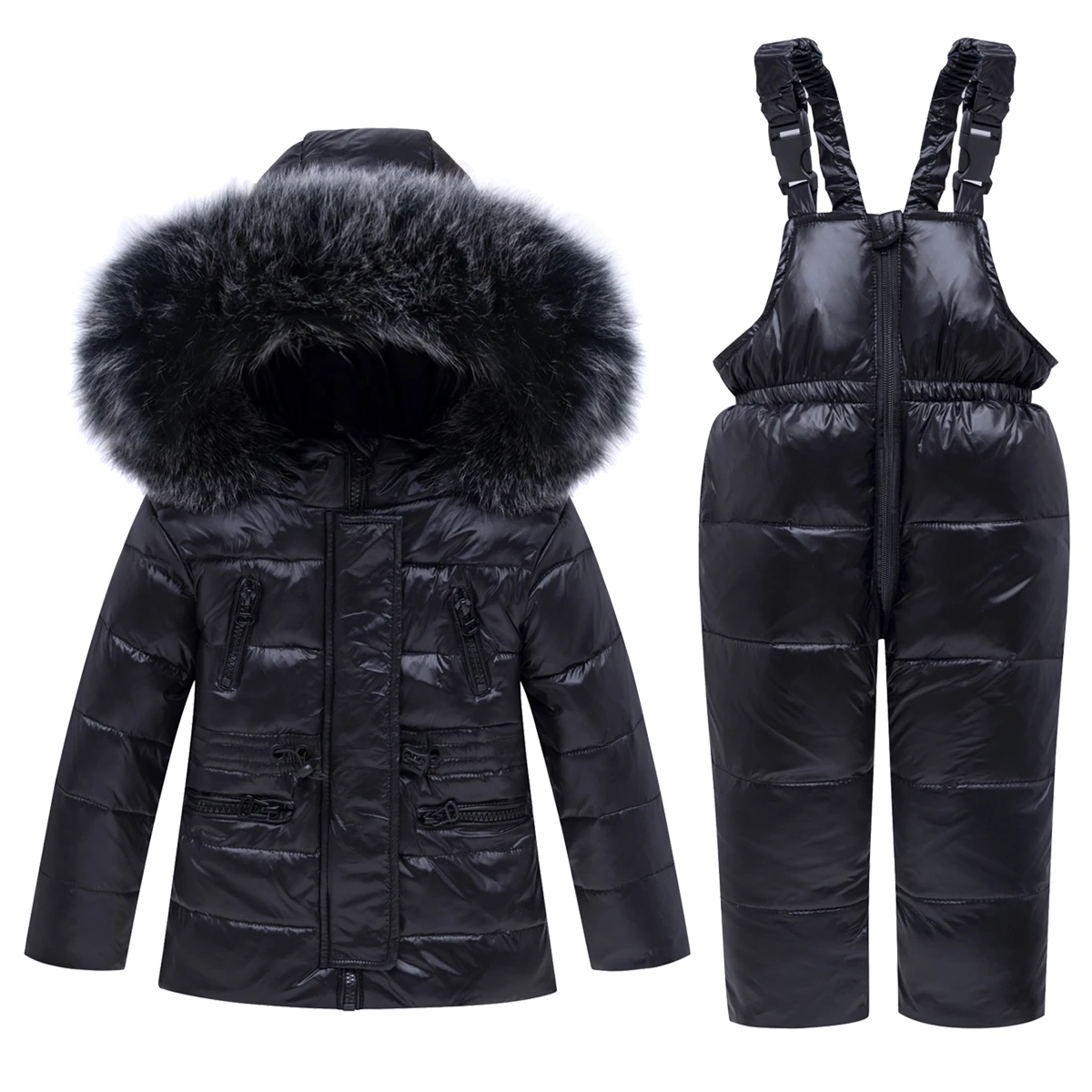 

2 3 4 5 Y Kid Boy Girl Winter Clothes Set 100% Down Hooded Jacket -30 Degrees Baby Overalls Jumpsuits Snow Wear Toddler Clothing