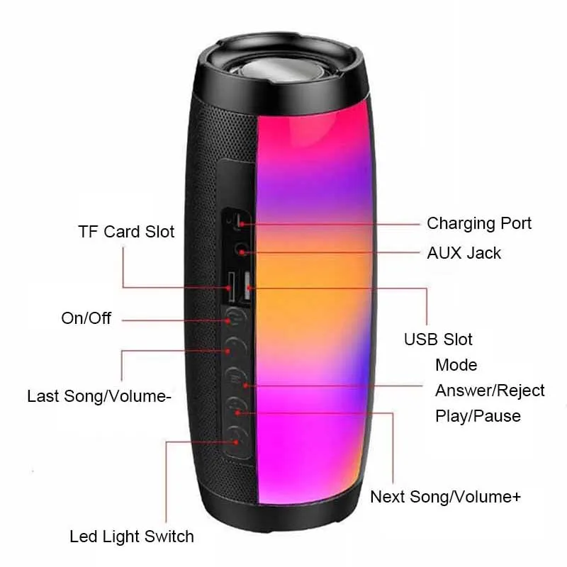 Светодиодный портативный динамик Pulse беспроводная bluetooth колонка стерео s 5 0