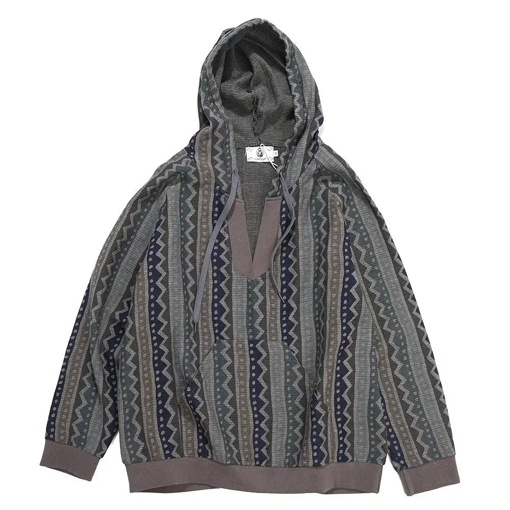 

Толстовка мужская с капюшоном, модный тренд West Coast, свободный богемный пуловер в полоску, повседневная одежда на осень-40