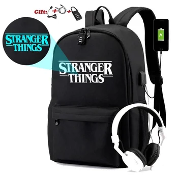 

Stranger Things Boy Girl Backpack USB Charging Travel Backpack Students School Bag