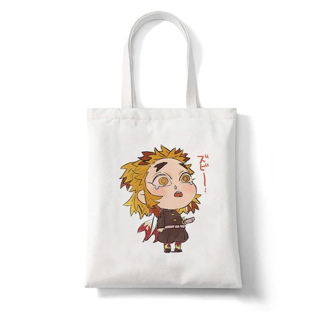 Shopping Bags Shopper Bag Demon Slayer Anime Rengoku Kyoujurou Kimetsu No Yaiba Harajuku Canvas Tote Bag Handbags Shoulder Bags B137L