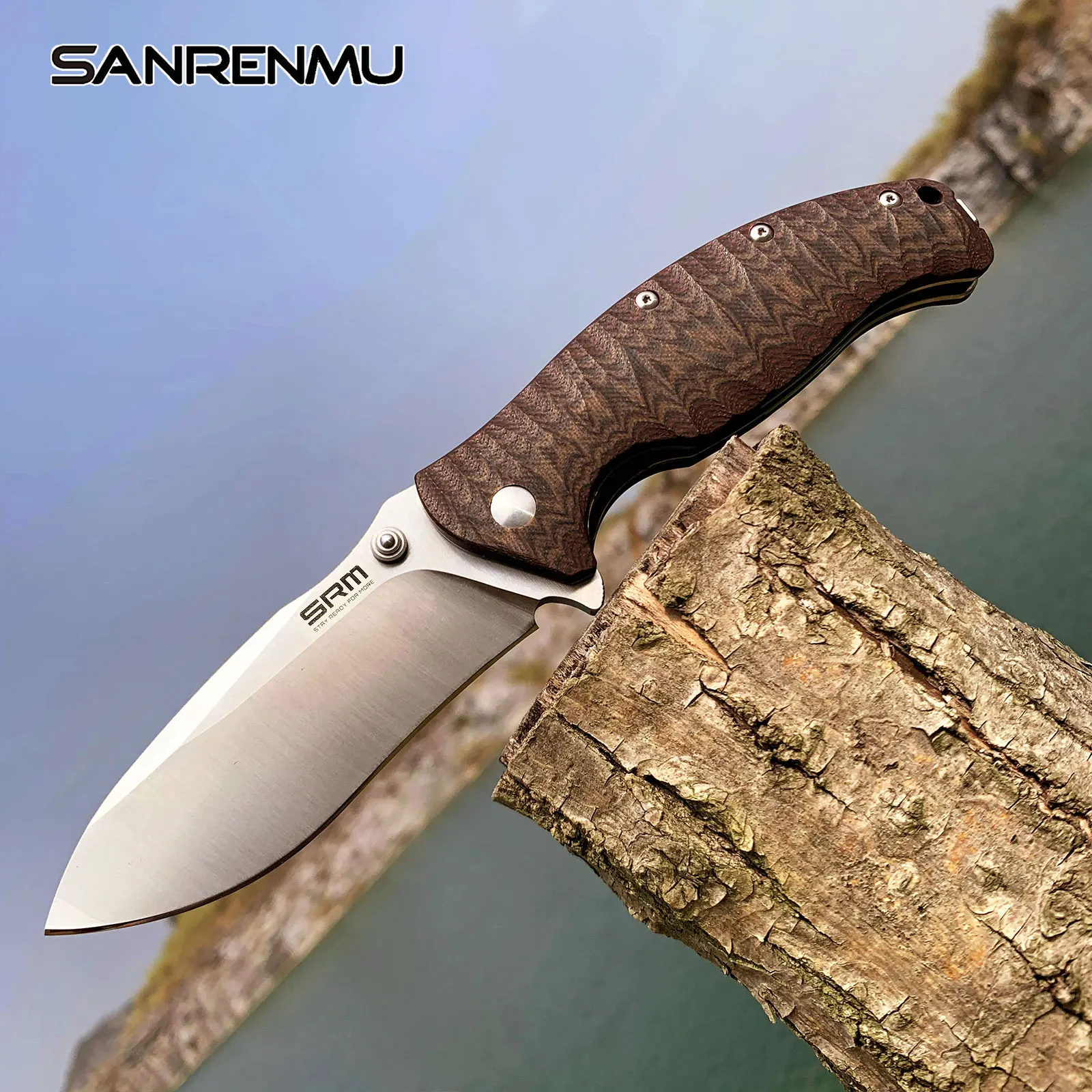 SRM SANRENMU 1006 NEW Pocket Folding Knife 14C28N Blade Flipper Ball Bearing Outdoor Camping Survival Tool EDC