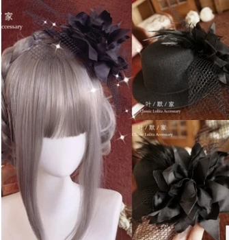 

Princess sweet lolita hairpin Dark Gothic wind hairpin Black Flower Feather temperament hairpin clip fashion women HZQX033