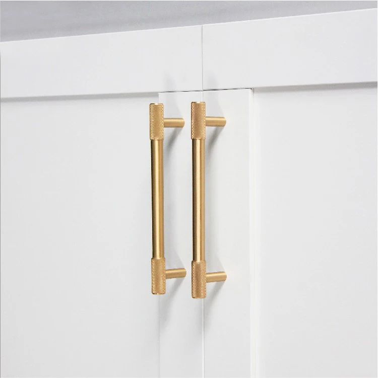 

Knurled Brass Knob and Handle Simple Cabinet/Bookcase Handles Nordic Drawer Pull/Golden Single Hole/ Long Furniture Handles