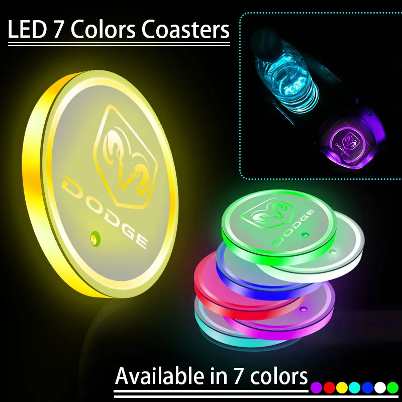 

1pcs USB Car led Light Cup Mat Car Badge Lamp Pad For Dodges Challenger RAM 1500 Charger Avenger Caliber Nitro Car Gadgets