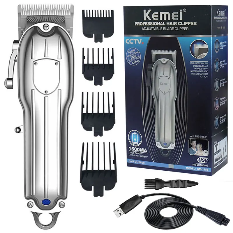 Kemei 1755 Pro Rechargeable Hair Trimmer For Men Professional Barber