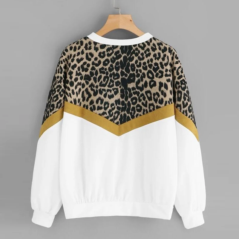 leopard panel drop shoulder sweatshirt