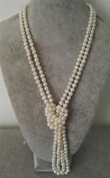 

SUPER LONG AAA100 INCH WHITE FRESHWATER REAL PEARL NECKLACE 7-8MM